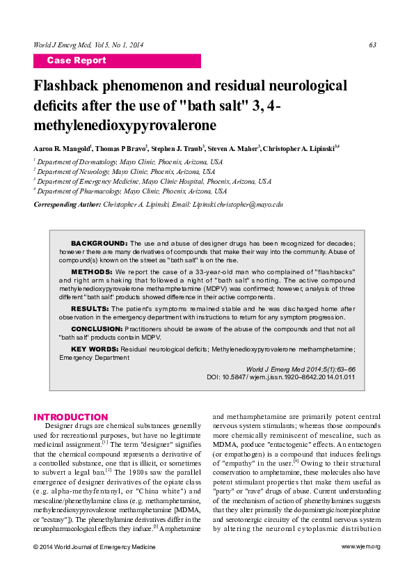 (PDF) Flashback phenomenon and residual neurological deficits after the ...