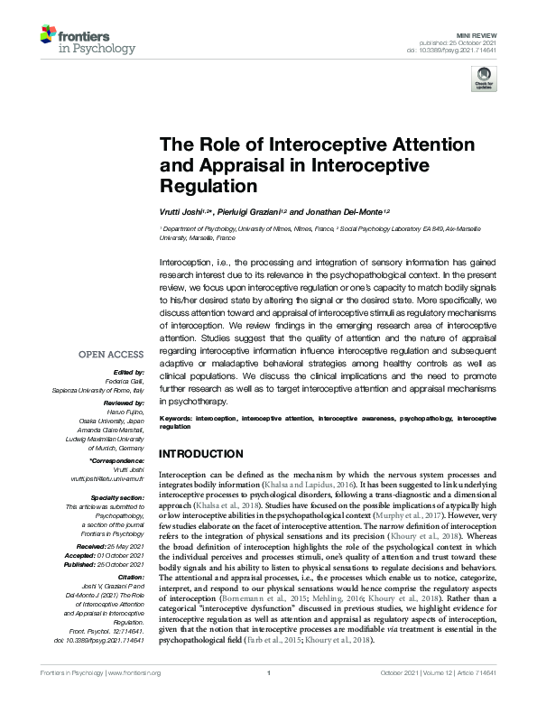 (PDF) The Role of Interoceptive Attention and Appraisal in ...