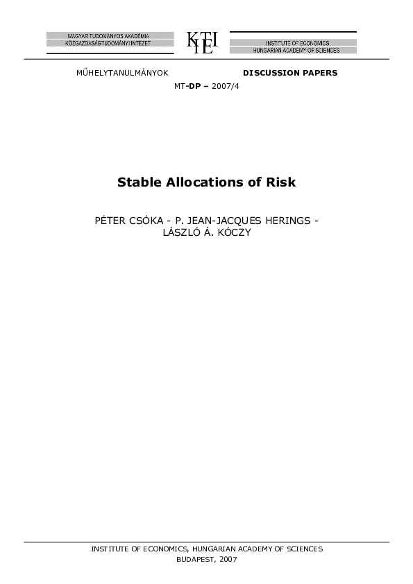 (PDF) Stable Allocations of Risk