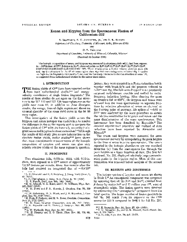 (PDF) Xenon and Krypton from the Spontaneous Fission of Californium-252