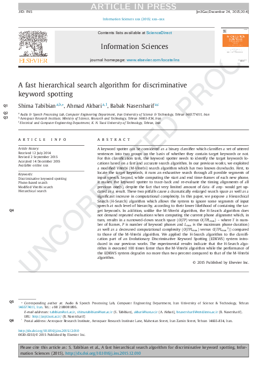 (PDF) A fast hierarchical search algorithm for discriminative keyword ...