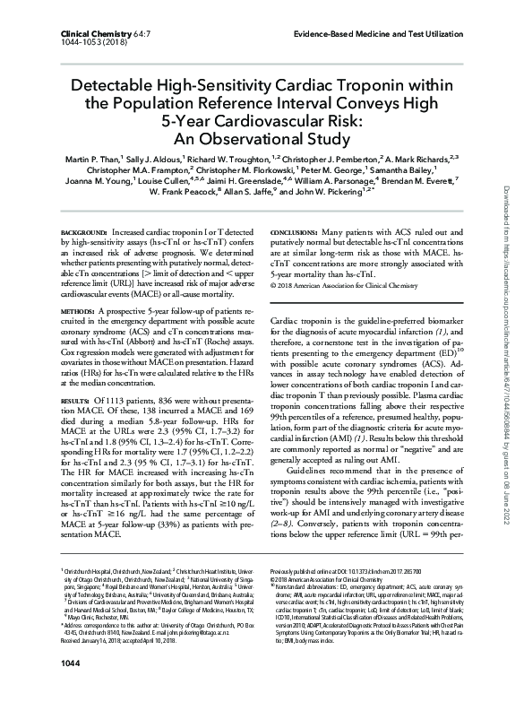 (PDF) Detectable High-Sensitivity Cardiac Troponin within the ...