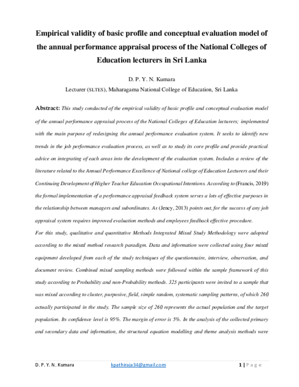 (PDF) Empirical validity of basic profile and conceptual evaluation ...