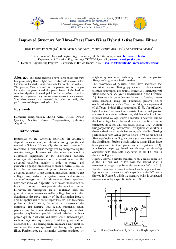 (PDF) Improved Stucture for Three-Phase Four-Wires Hybrid Active Power ...