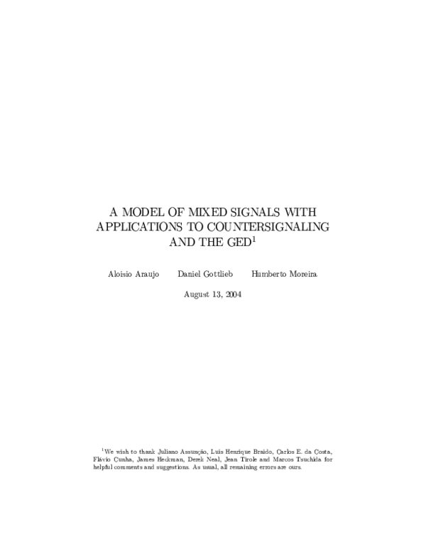 (PDF) A model of mixed signals with applications to countersignalling