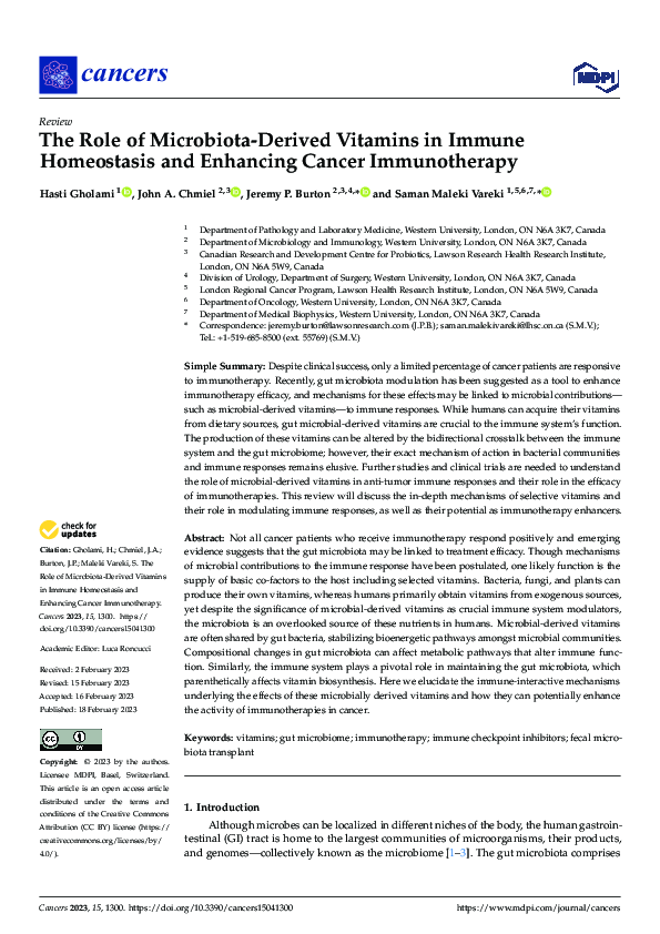 (PDF) The Role of Microbiota-Derived Vitamins in Immune Homeostasis and ...