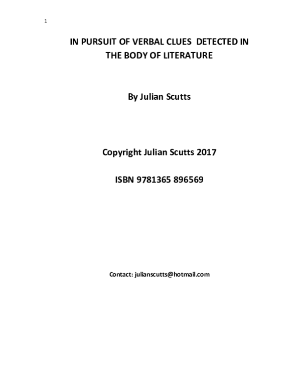 (PDF) IN PURSUIT OF VERBAL CLUES DETECTED IN THE BODY OF LITERATURE