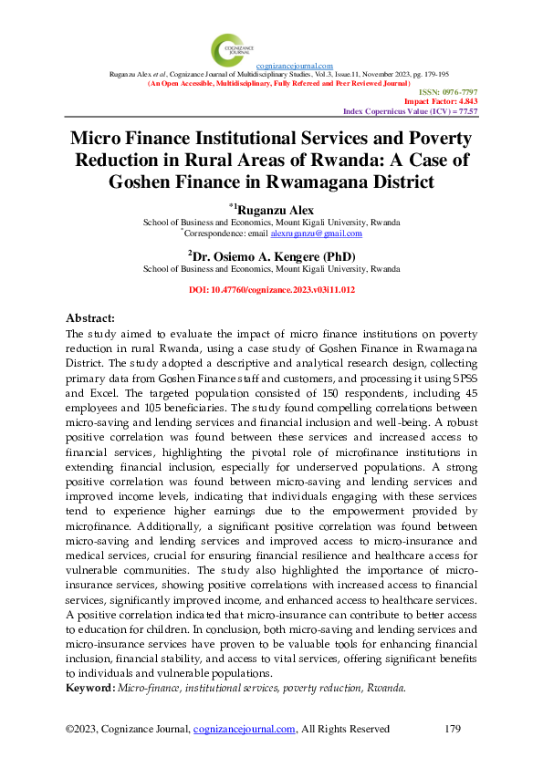(PDF) Micro Finance Institutional Services and Poverty Reduction in ...