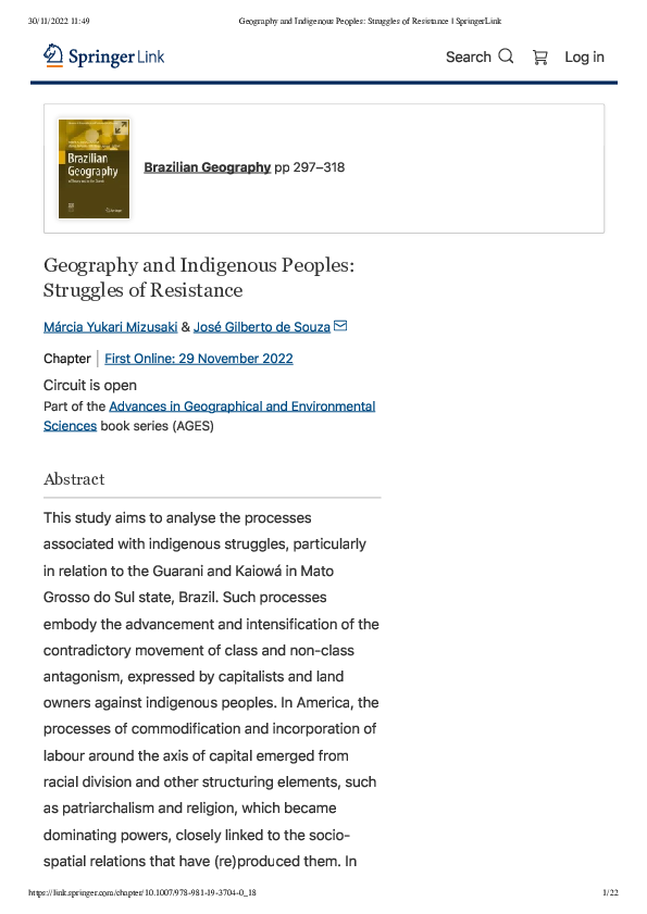 Pdf Geography And Indigenous Peoples Struggles Of Resistance