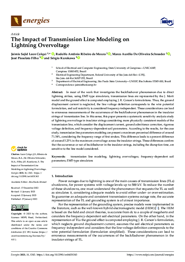 (PDF) The Impact of Transmission Line Modeling on Lightning Overvoltage