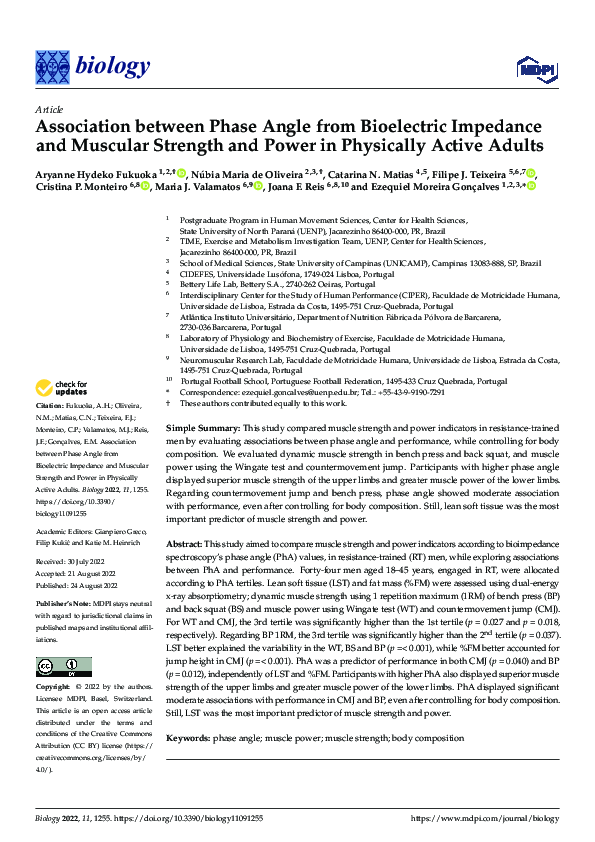 (PDF) Association between Phase Angle from Bioelectric Impedance and ...