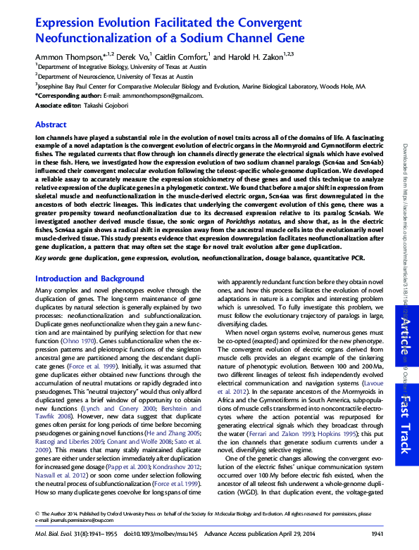 (PDF) Expression Evolution Facilitated the Convergent ...