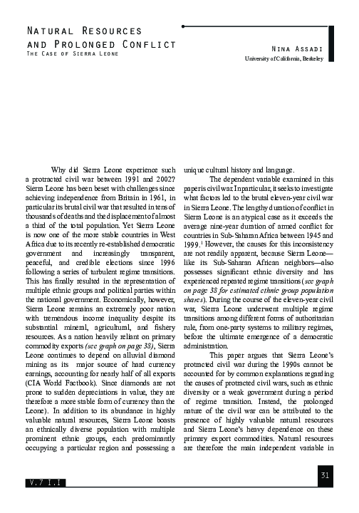 (PDF) Natural Resources and Prolonged Conflict