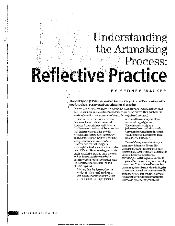 (PDF) Understanding the Artmaking Process Reflective Practice Sydney