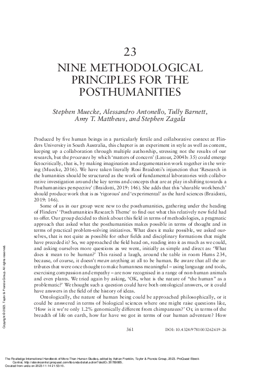 (PDF) Nine Methodological Principles for the Posthumanities
