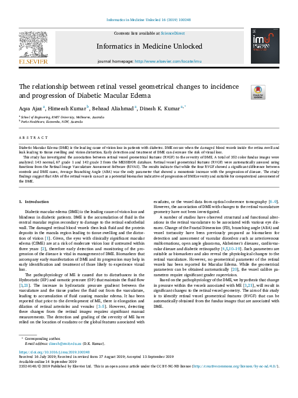 (PDF) The relationship between retinal vessel geometrical changes to ...