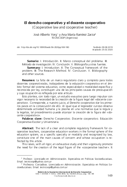 (PDF) El derecho cooperativo y el docente cooperativo