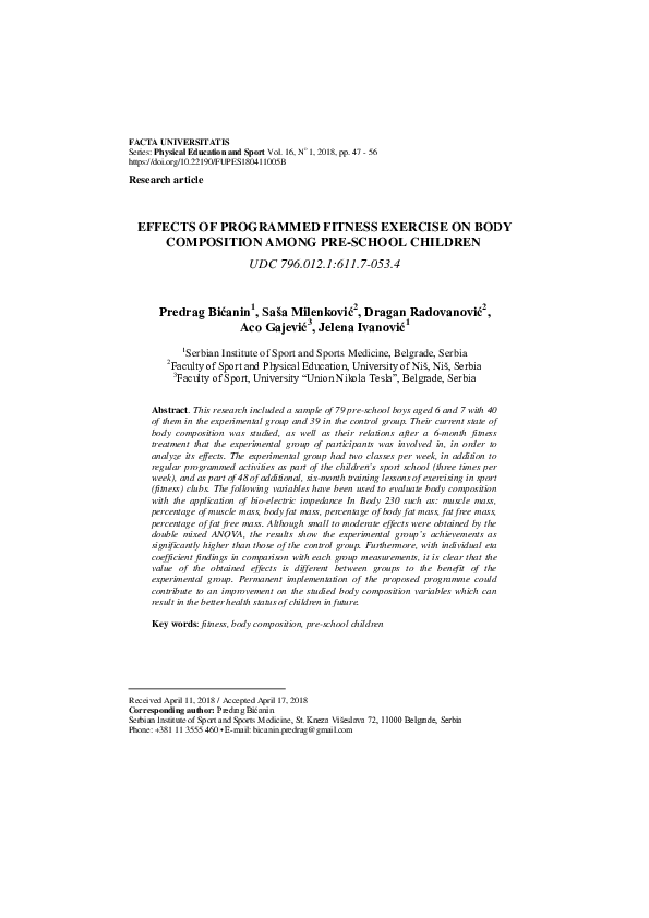 (PDF) Effects of Programmed Fitness Exercise on Body Composition Among ...