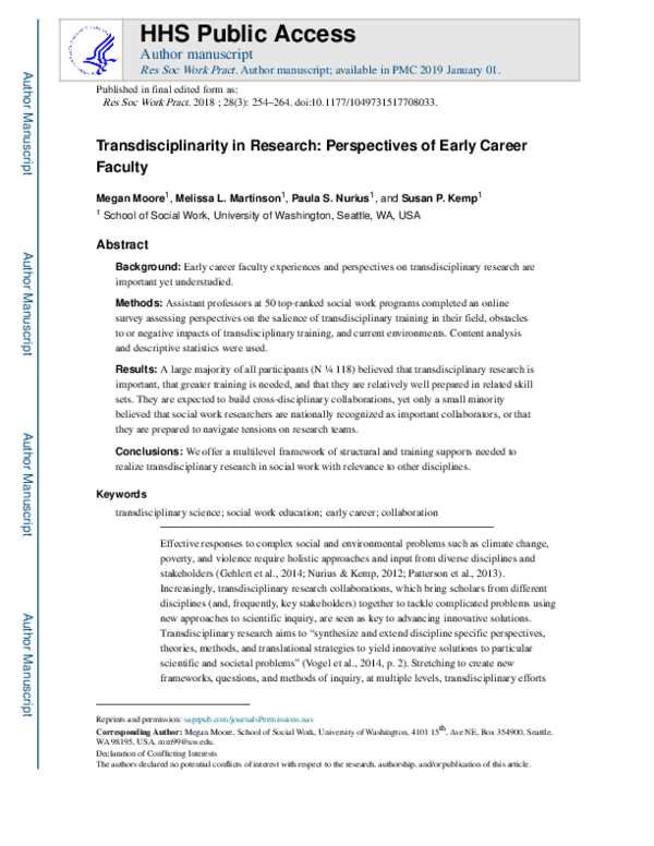 (PDF) Transdisciplinarity in Research