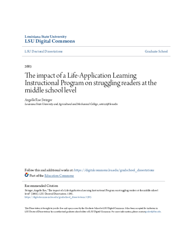 (PDF) The impact of a Life-Application Learning Instructional Program ...