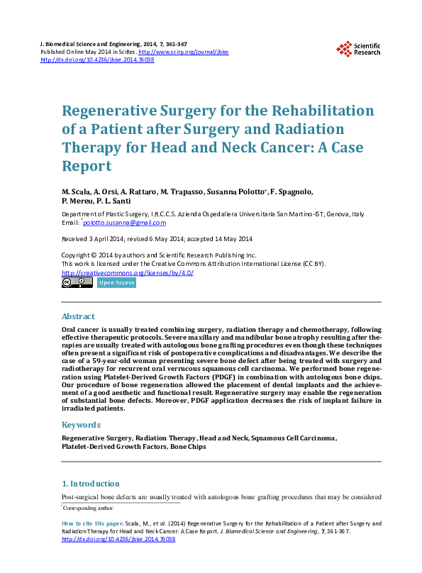 (PDF) Regenerative Surgery for the Rehabilitation of a Patient after ...