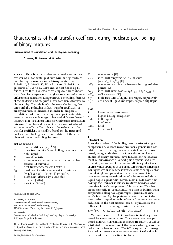 (PDF) Characteristics of heat transfer coefficient during nucleate pool ...