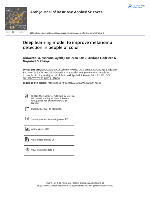 (PDF) Deep learning model to improve melanoma detection in people of color