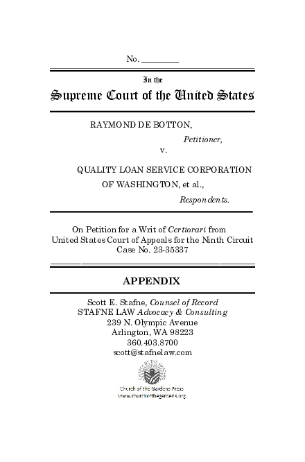 (PDF) United States Supreme Court - Raymond DeBotton v. Quality Loan ...