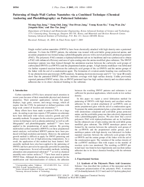 (PDF) Patterning of Single-Wall Carbon Nanotubes via a Combined ...