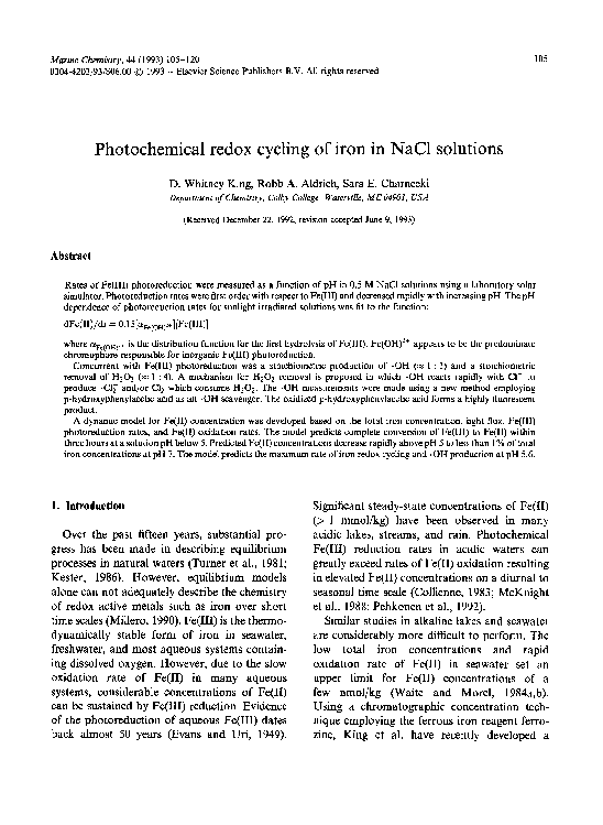(PDF) Photochemical redox cycling of iron in NaCl solutions