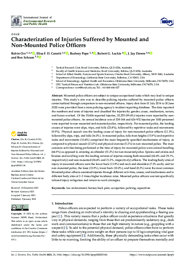 (PDF) Characterization of Injuries Suffered by Mounted and Non-Mounted ...