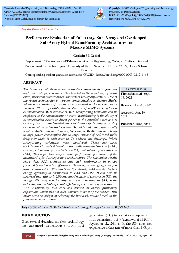 (PDF) Performance Evaluation of Full Array, Sub-Array and Overlapped ...