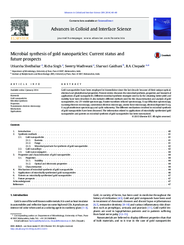 (PDF) Microbial synthesis of gold nanoparticles: Current status and ...