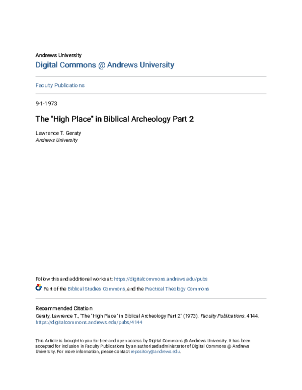 (PDF) The High Place in Biblical Archeology Part 2