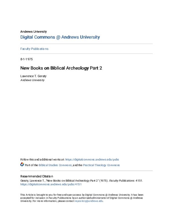 (PDF) New Books on Biblical Archeology Part 2