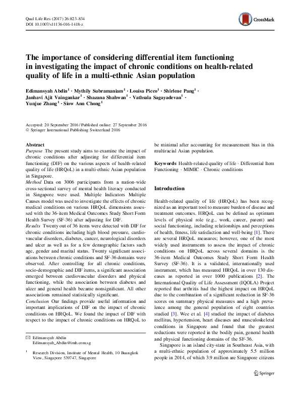 (PDF) The importance of considering differential item functioning in ...