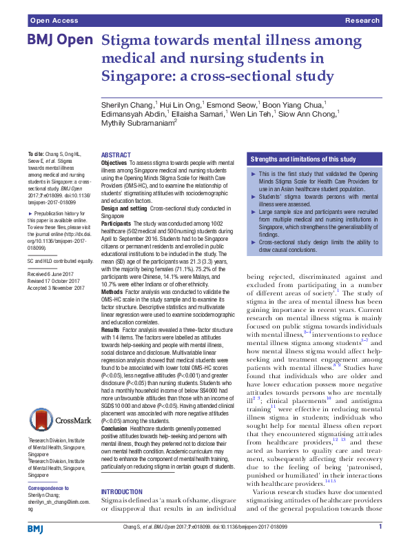 (PDF) Stigma towards mental illness among medical and nursing students ...