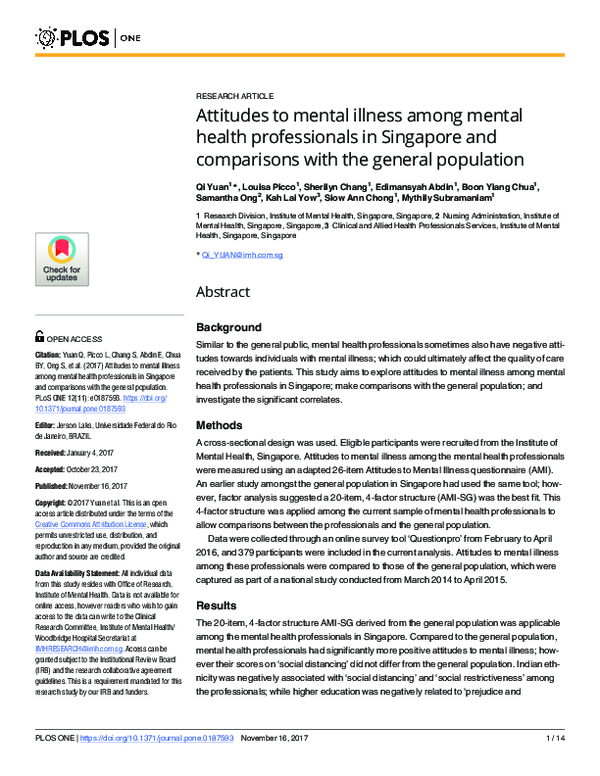 (PDF) Attitudes to mental illness among mental health professionals in ...