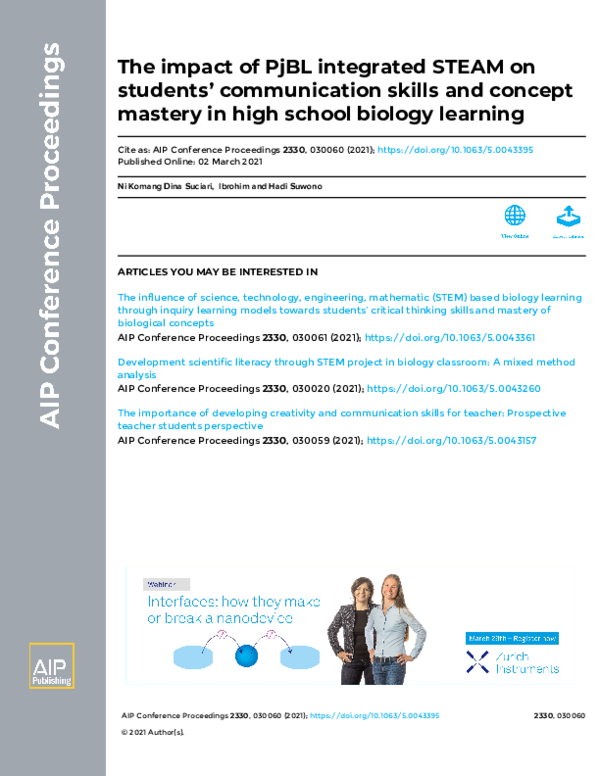 (PDF) The impact of PjBL integrated STEAM on students’ communication ...