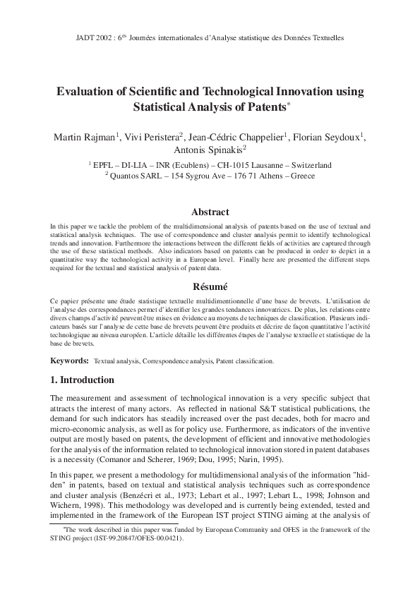 (PDF) Evaluation of Scientific and Technological Innovation using ...
