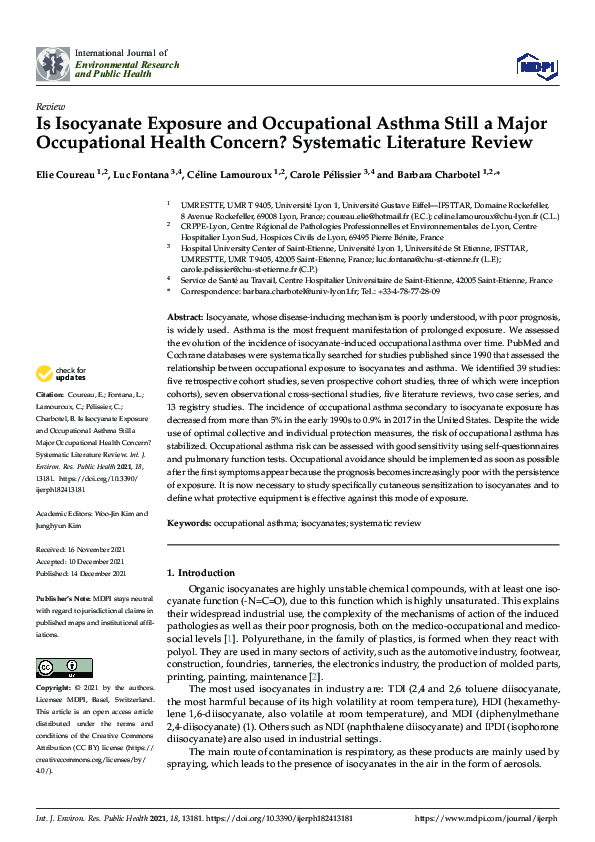 (PDF) Is Isocyanate Exposure and Occupational Asthma Still a Major ...