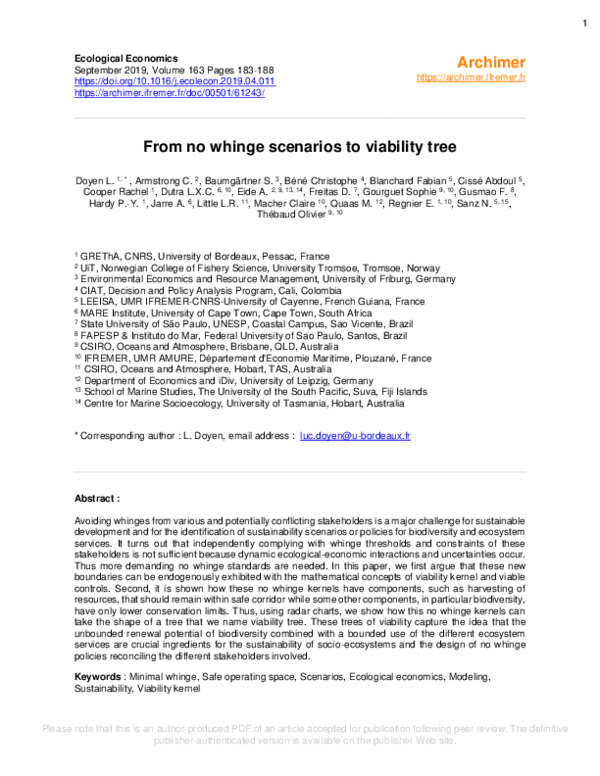 (PDF) From no whinge scenarios to viability tree | Luc Doyen - Academia.edu