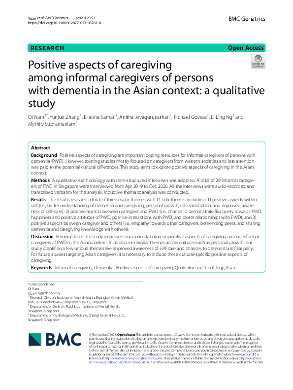 (PDF) Positive aspects of caregiving among informal caregivers of ...