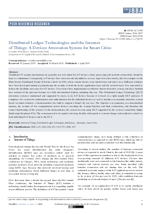 (PDF) Distributed Ledger Technologies and the Internet of Things: A ...