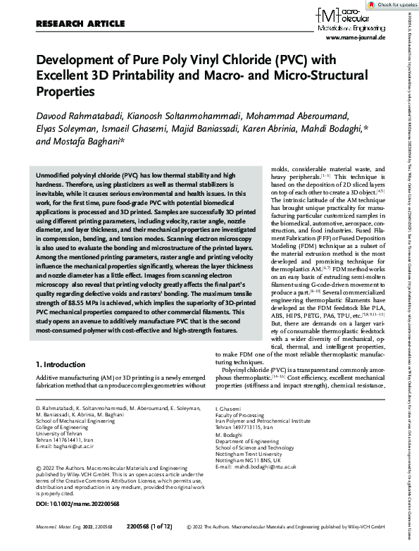 (PDF) Development of Pure Poly Vinyl Chloride (PVC) with Excellent 3D ...