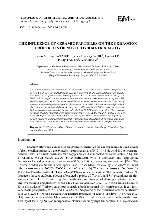 (PDF) The Influence of Ceramic Particles on the Corrosion Properties of ...
