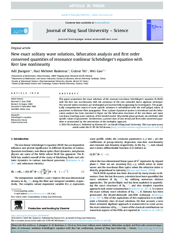 (PDF) Exact Solitary Waves in Resonant NLSE Analysis
