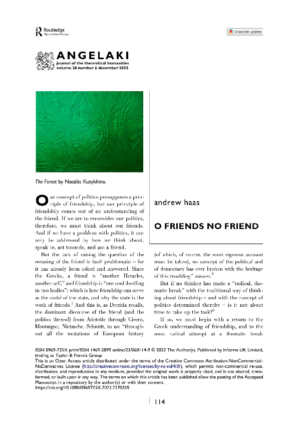 (PDF) O Friends No Friend