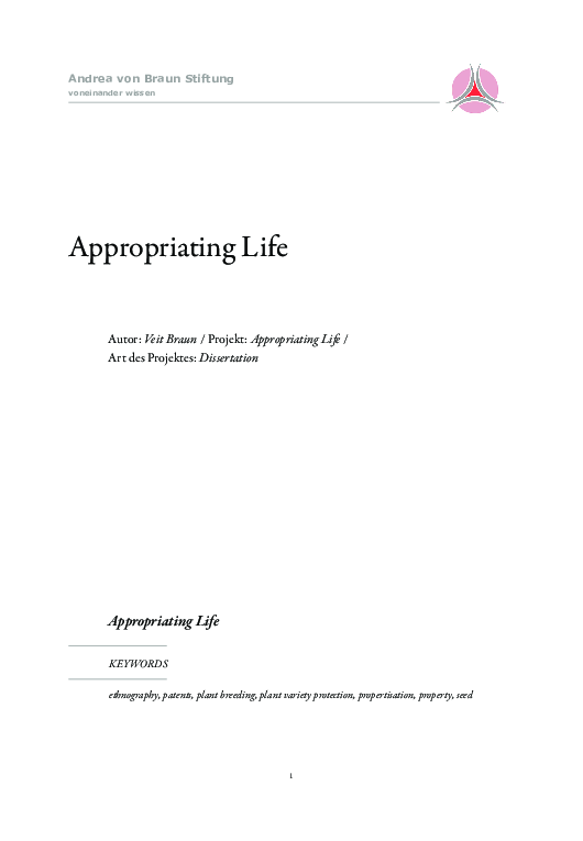 (PDF) Appropriating Life
