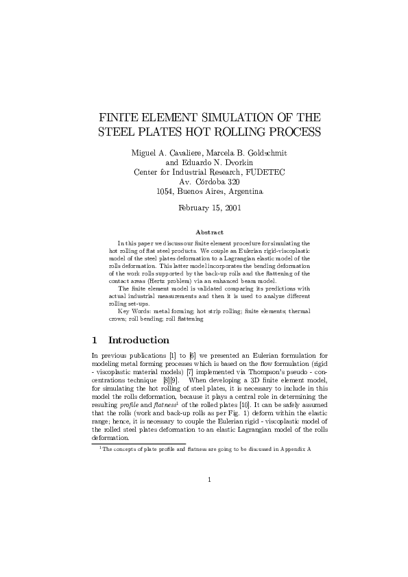 (PDF) Finite element simulation of the steel plates hot rolling process
